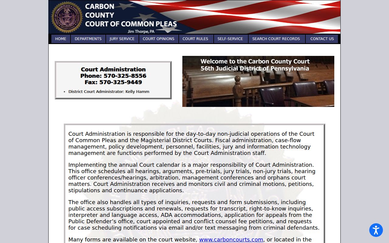Carbon County arrest history court administration channels