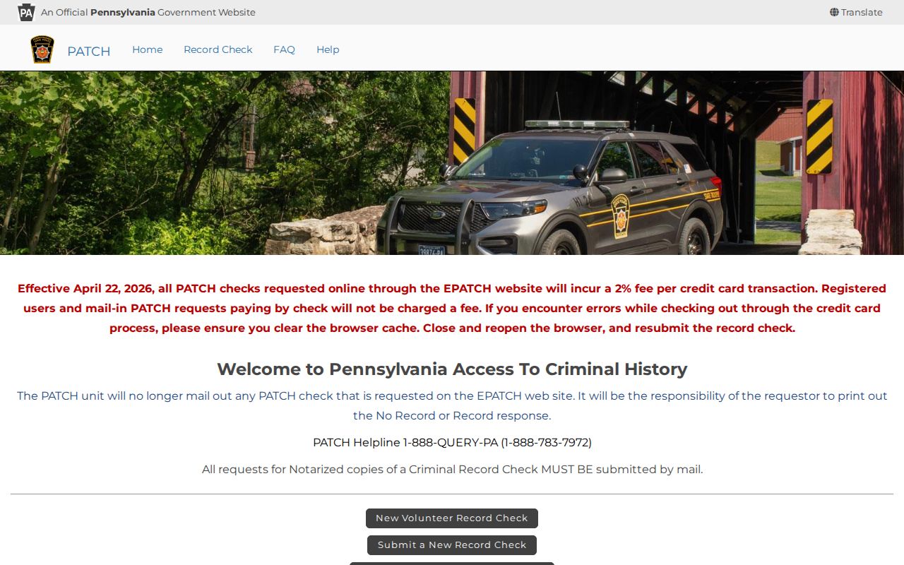 Carbon County criminal history PATCH search