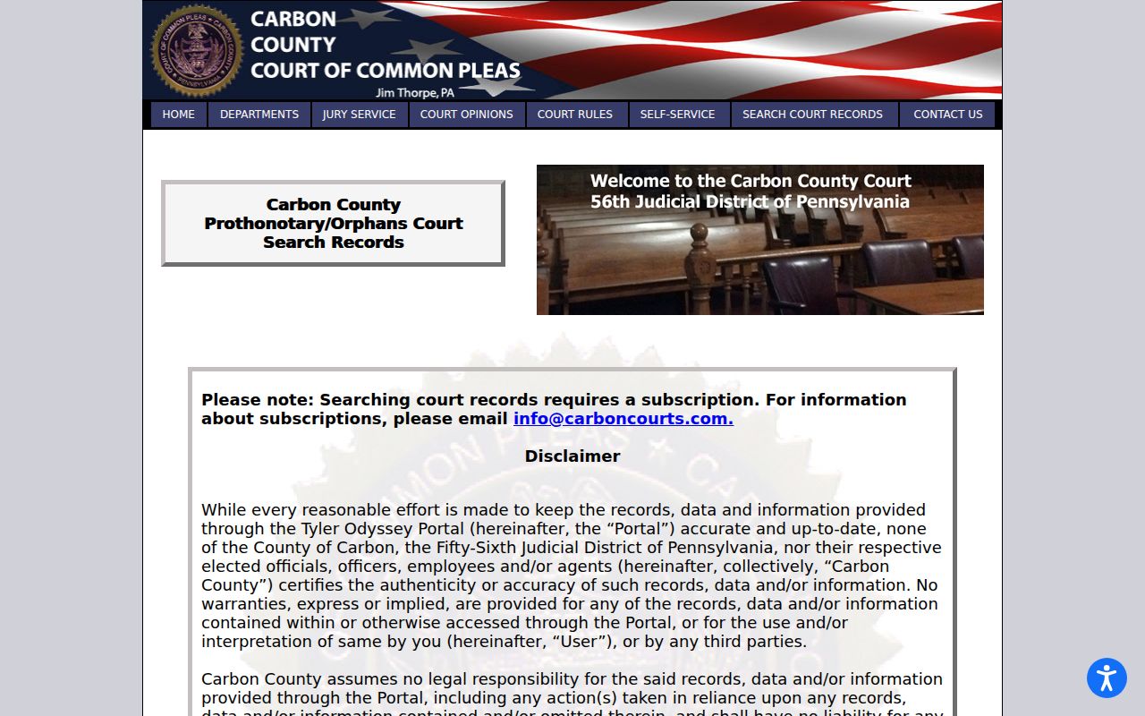 Carbon County criminal records Odyssey access