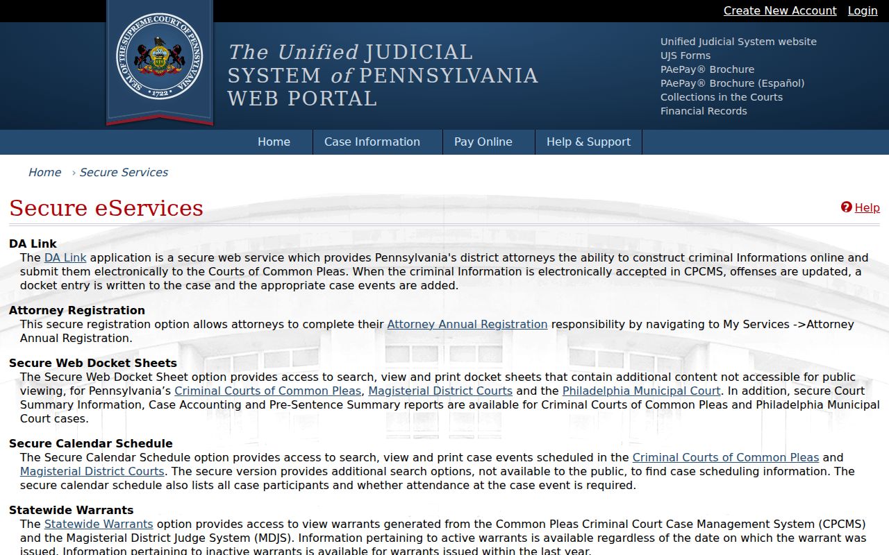 Carbon County criminal court case secure docket services