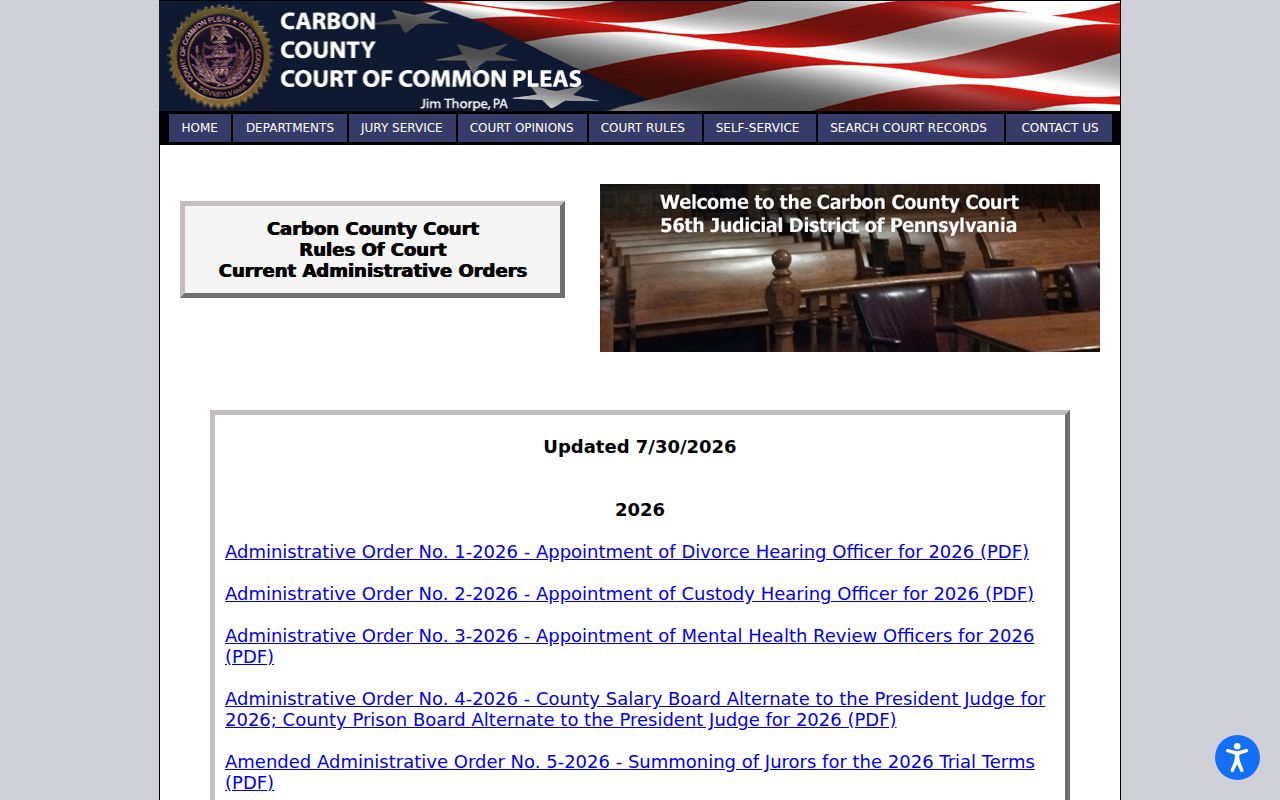 Jim Thorpe criminal court current administrative orders