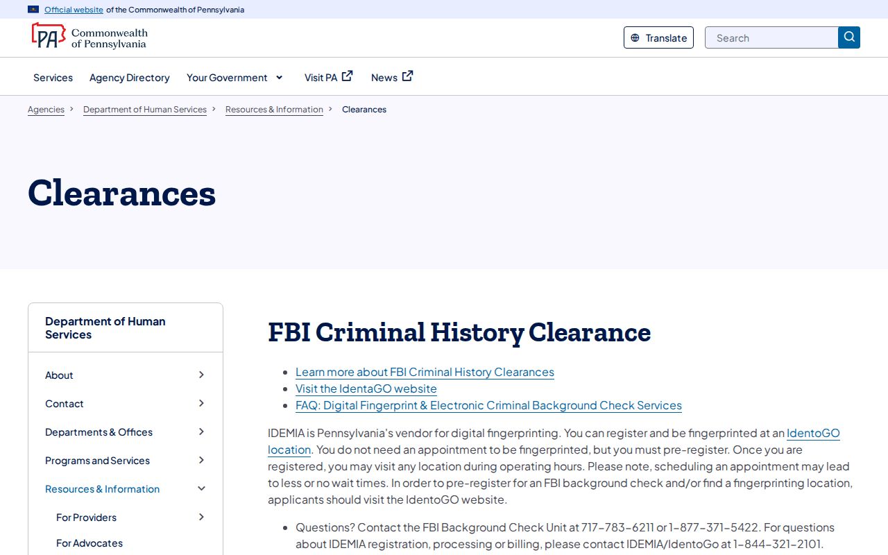 Lehighton criminal records fingerprint clearance information from Pennsylvania